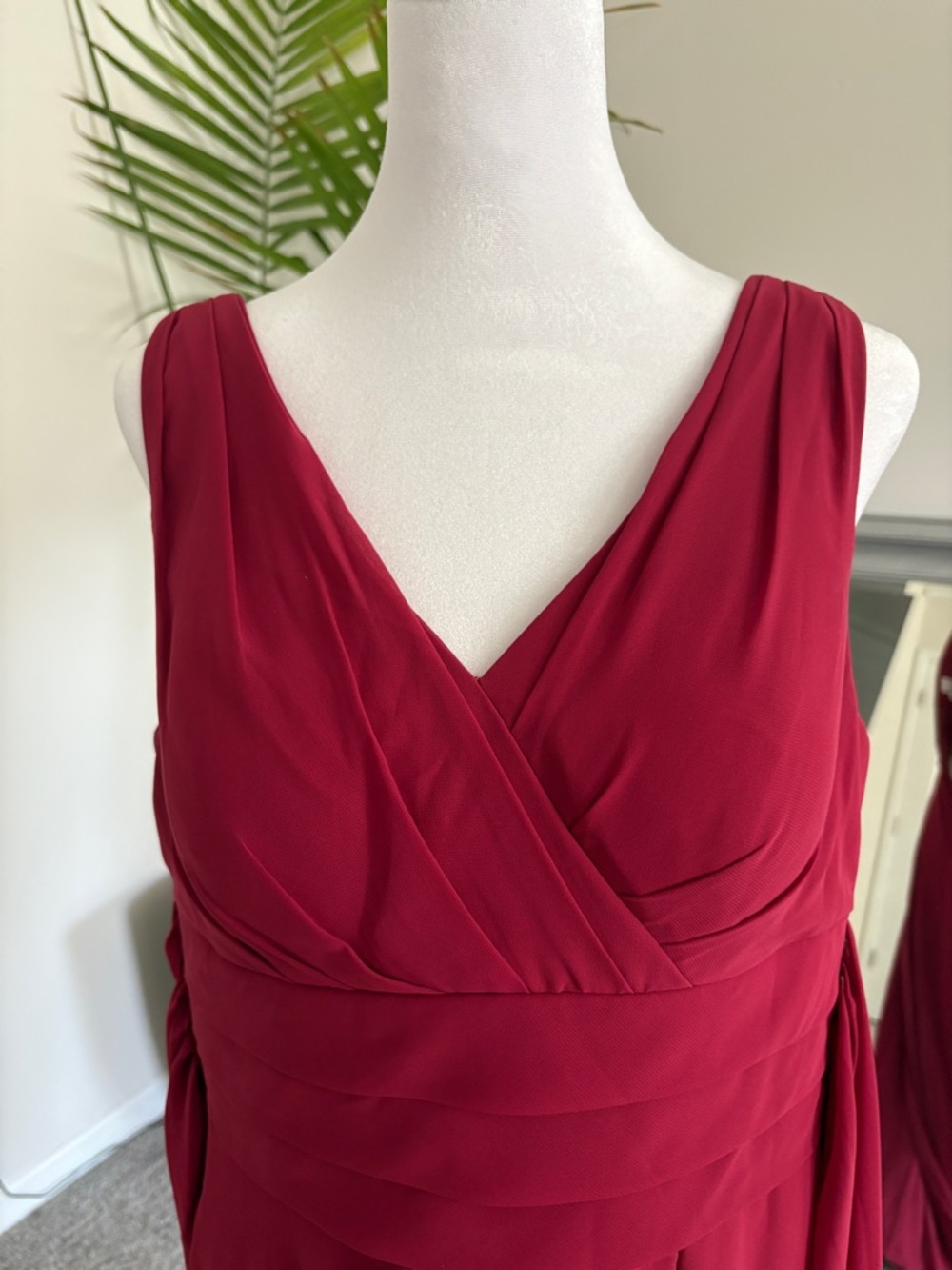 Azazie Burgundy V-Neck Maxi Dress - Picture 5 of 12